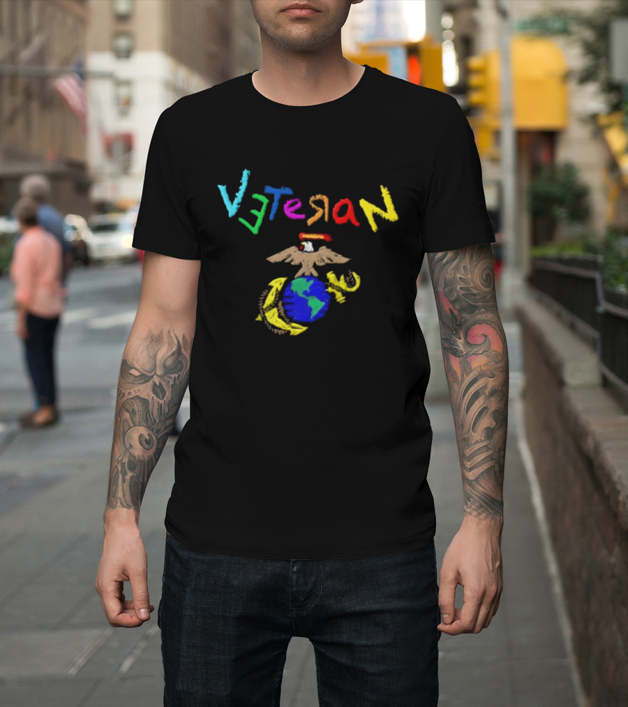 Veteran Eagle Globe And Anchor Colorful Military T-Shirt