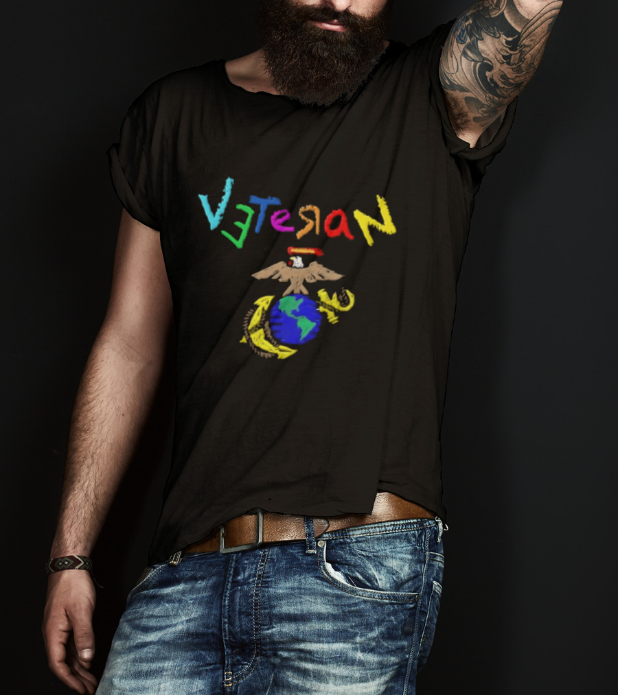 Veteran Eagle Globe And Anchor Colorful Military T-Shirt