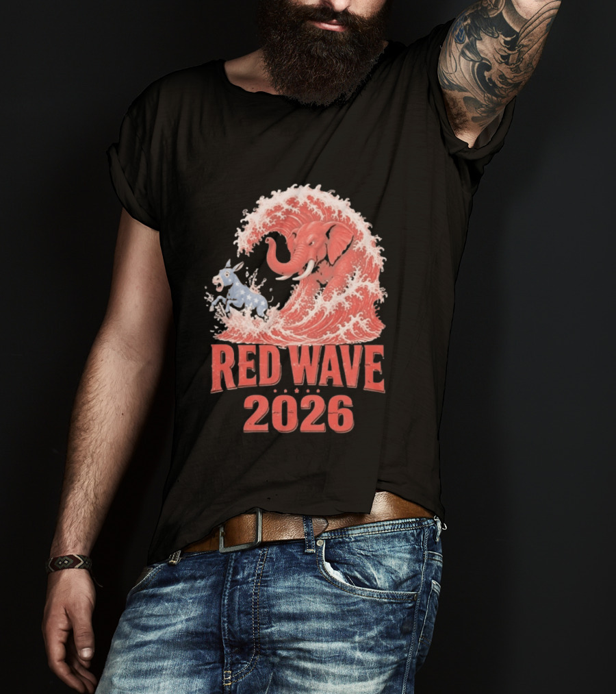 Red Wave 2026 Republican Elephant Vs Donkey Political T-Shirt