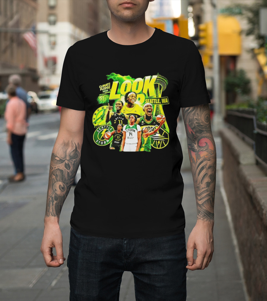 Seattle Storm Basketball Look Up Climate Pledge Arena Seattle WA T-Shirt