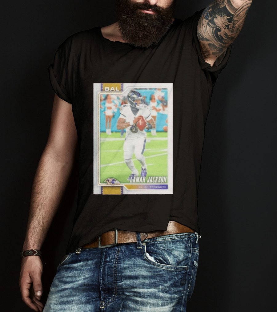 BAL Ravens Lamar Jackson No 8 Quarterback Football Card 2026 T-Shirt