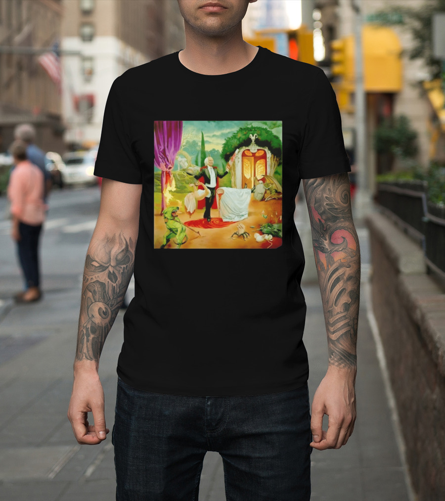Surreal Magician Gothic Horror Sawing Woman In Half Fantasy Scene T-Shirt