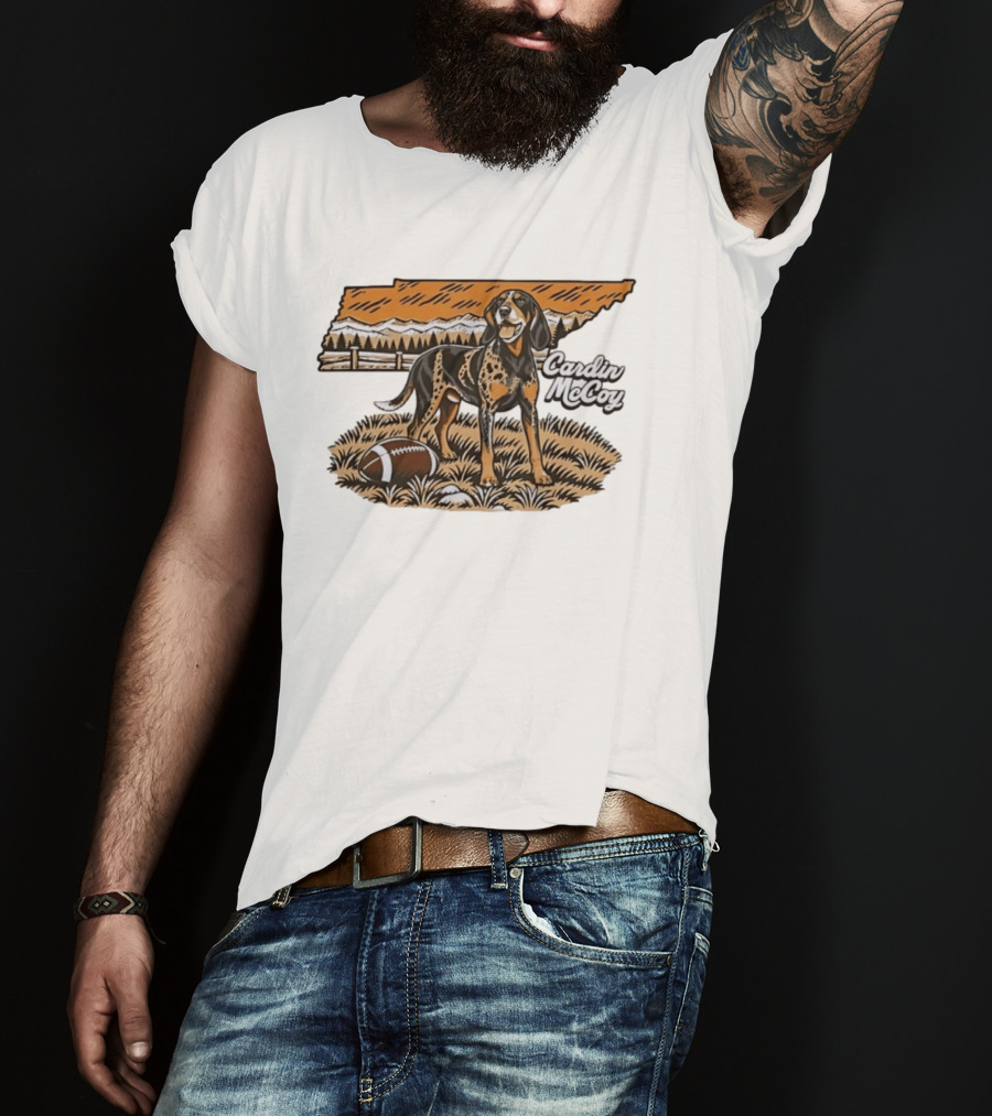 Cardin McCoy Tennessee Bluetick Coonhound Football Landscape T-Shirt