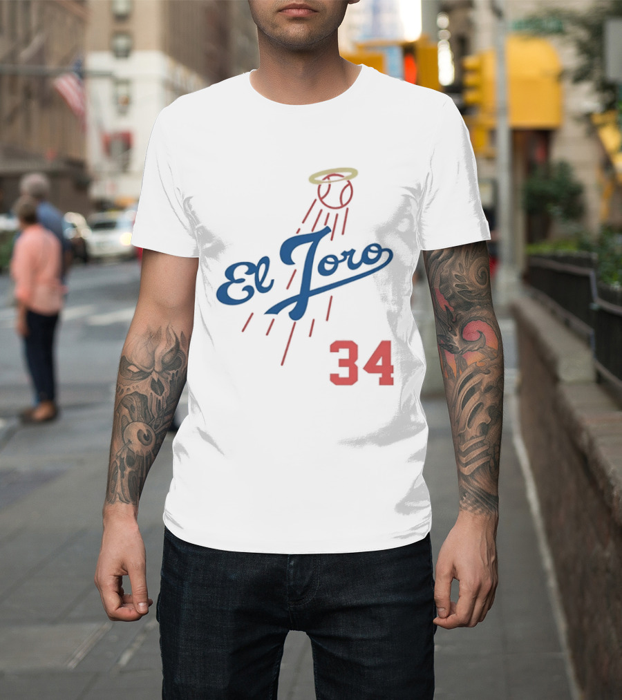 El Toro 34 Baseball Los Angeles Dodgers Fernando Valenzuela Halo T-Shirt