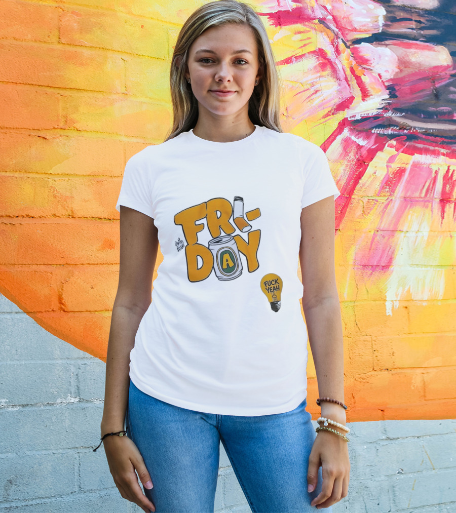 Beer Can Friday Vibes Light Bulb Fuck Yeah Weekend T-Shirt