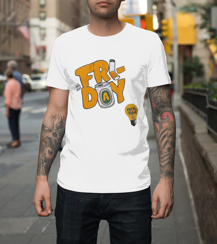 Beer Can Friday Vibes Light Bulb Fuck Yeah Weekend T-Shirt