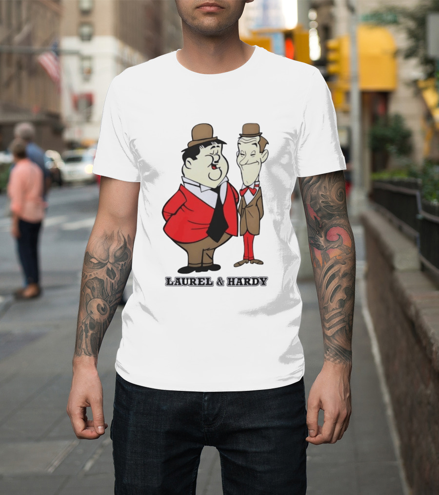 Laurel And Hardy Cartoon Style Classic Comedy T-Shirt