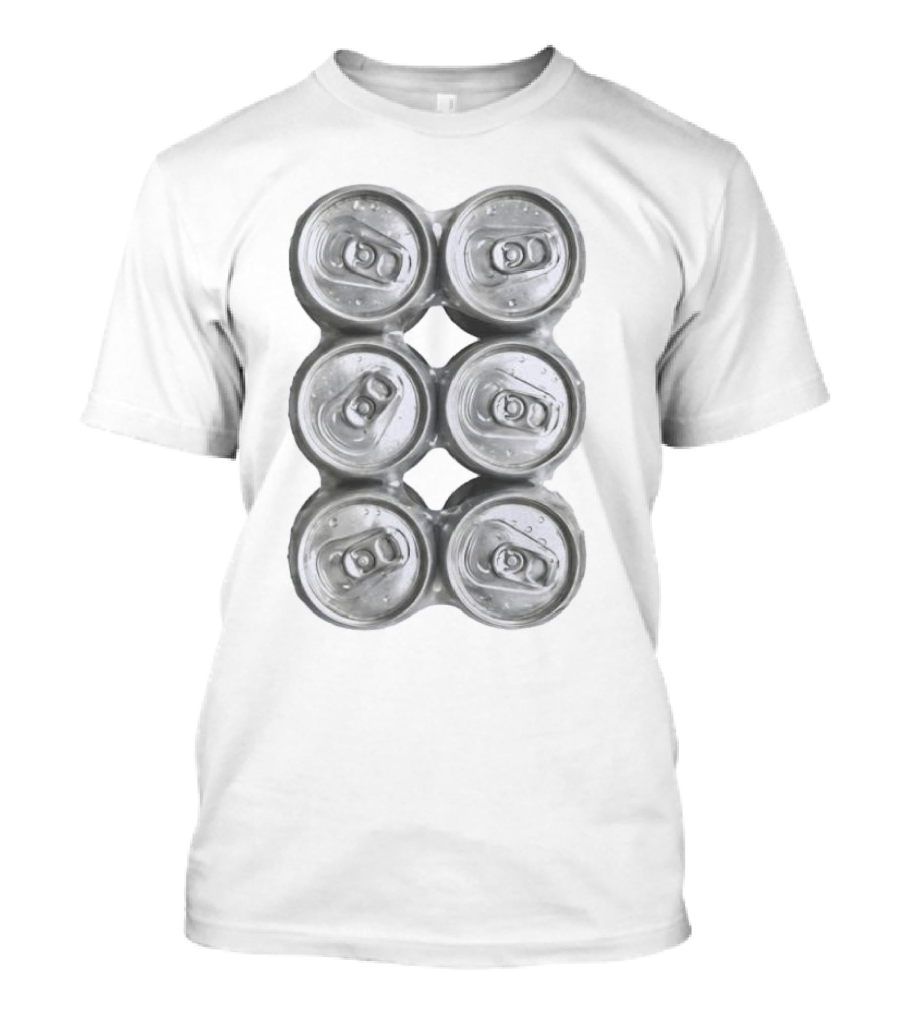 Six Pack Of Aluminum Beverage Cans Top View Realistic T-Shirt