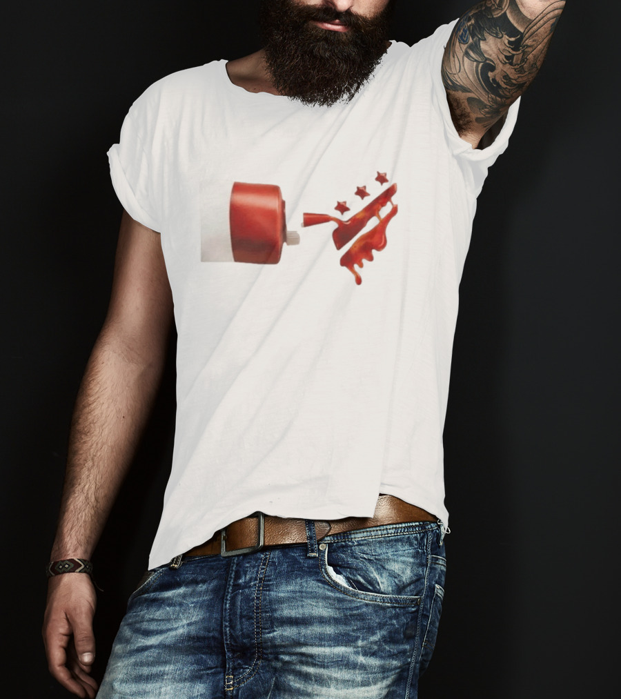 Ketchup Bottle With Three Star Splat Rating T-Shirt