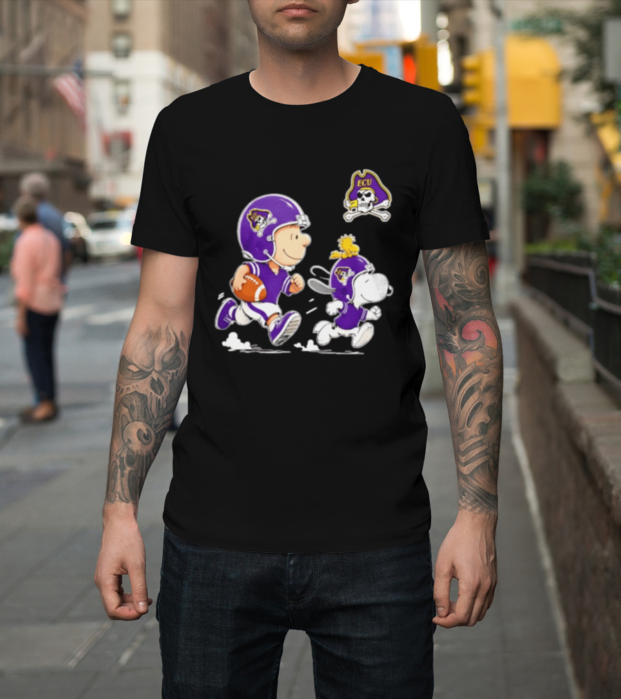 Charlie Brown Snoopy Woodstock East Carolina Pirates Football 2026 T-Shirt