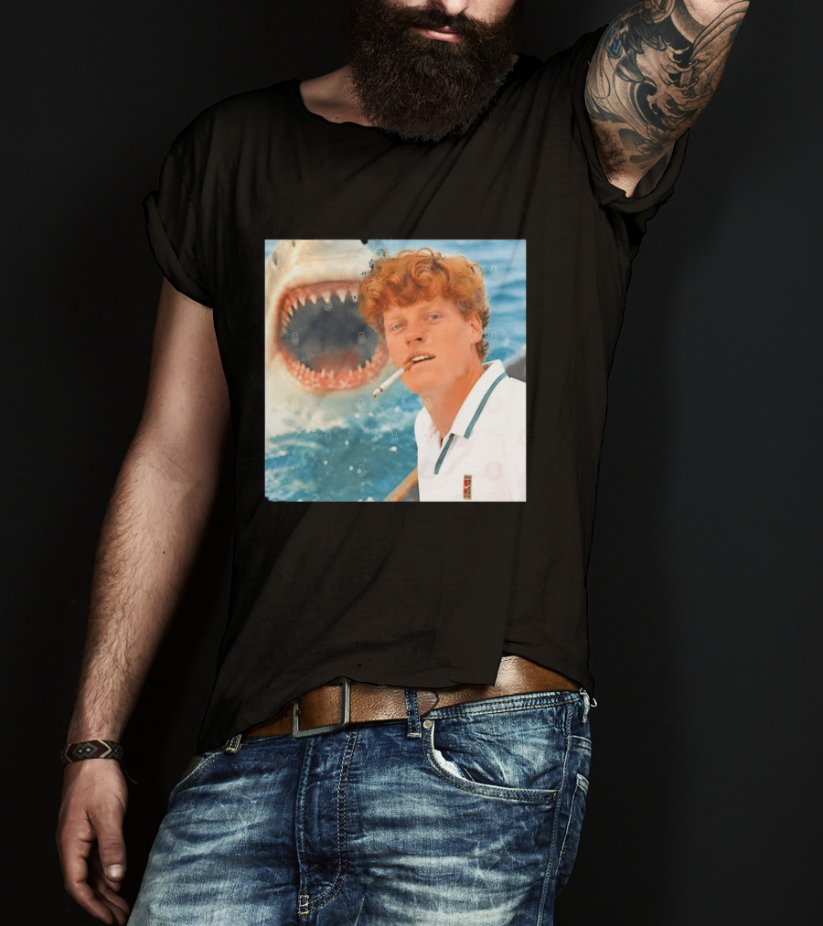 Jannik Sinner Smoking With Great White Shark Tennis Image T-Shirt