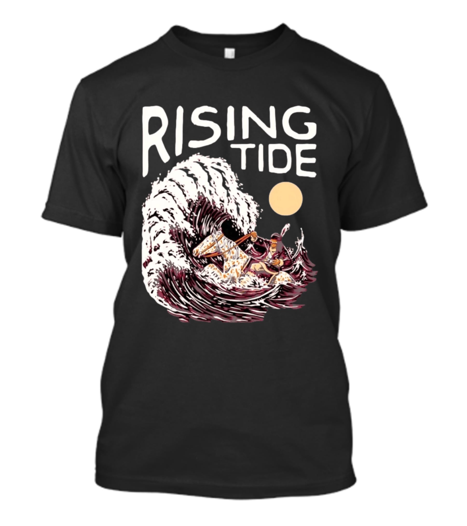 Rising Tide Surfing Horse Wave Native American Old Row T-Shirt
