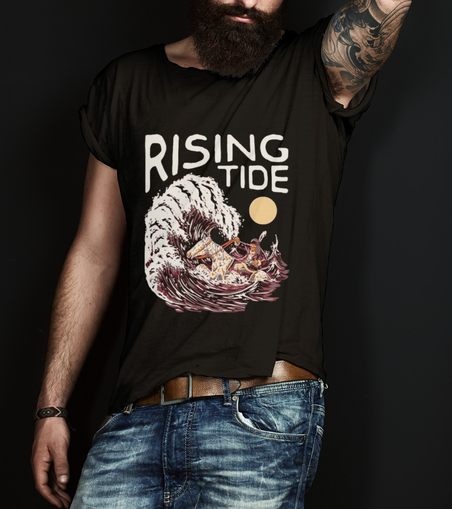 Rising Tide Surfing Horse Wave Native American Old Row T-Shirt