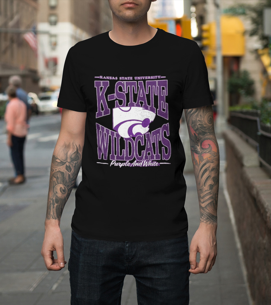 Kansas State University K State Wildcats Purple And White T-Shirt