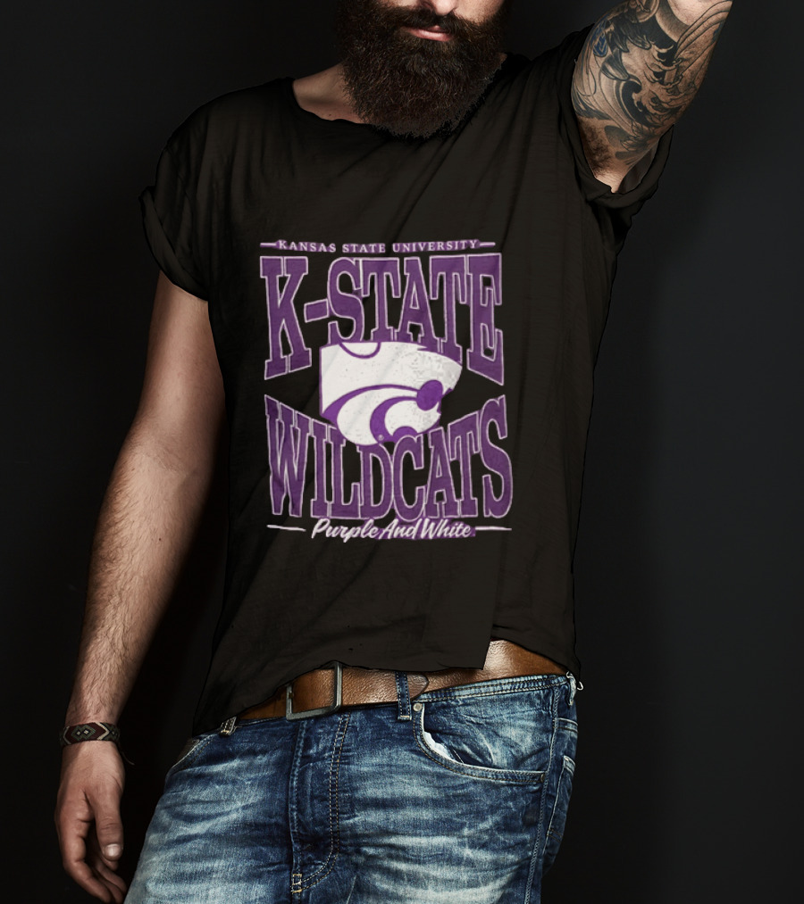 Kansas State University K State Wildcats Purple And White T-Shirt