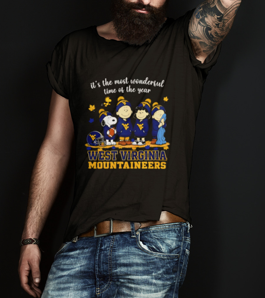 It's The Most Wonderful Time Of The Year Snoopy And Friends West Virginia Mountaineers T-Shirt