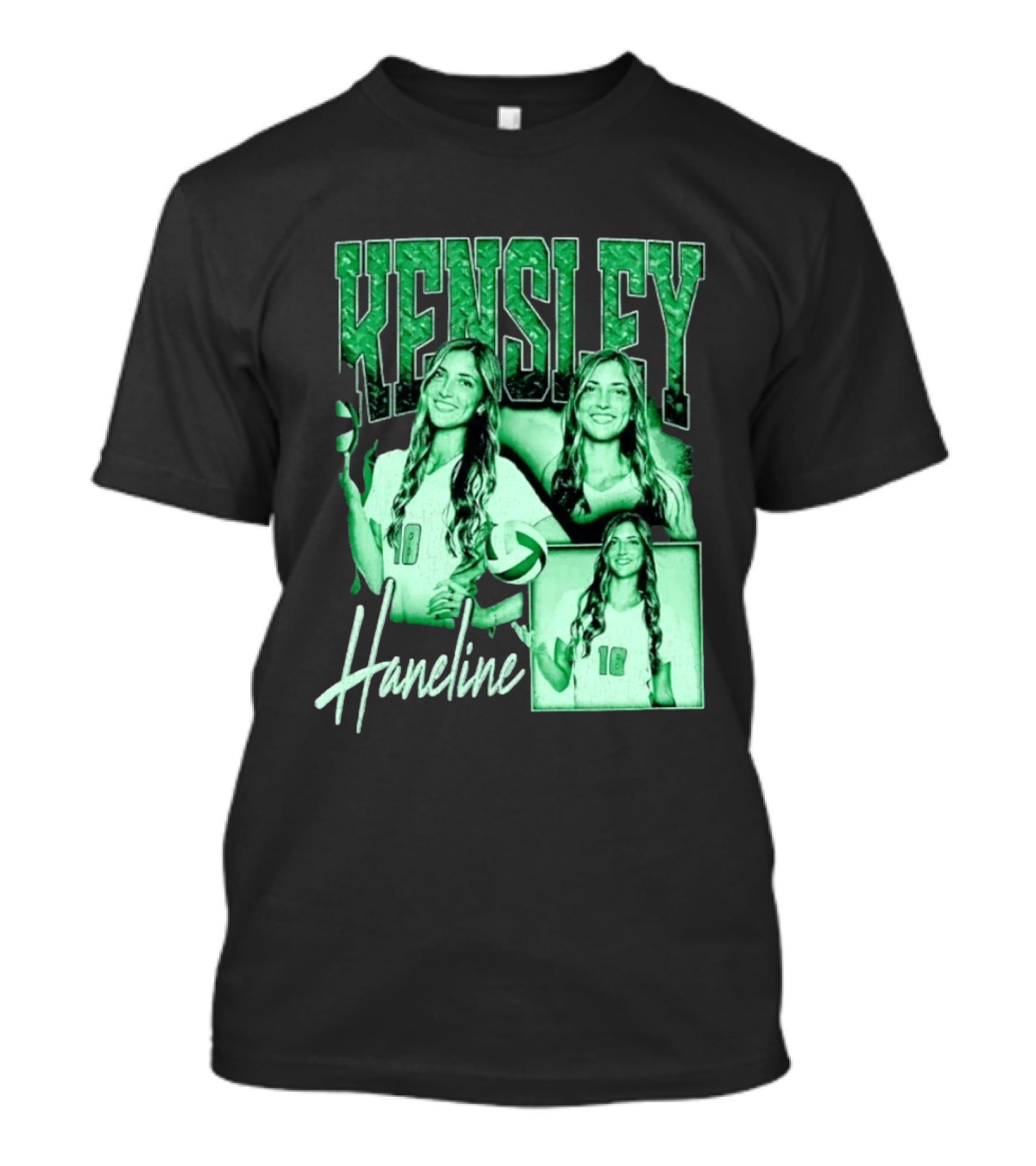Kensley Haneline 18 Volleyball Player Green Collage T-Shirt
