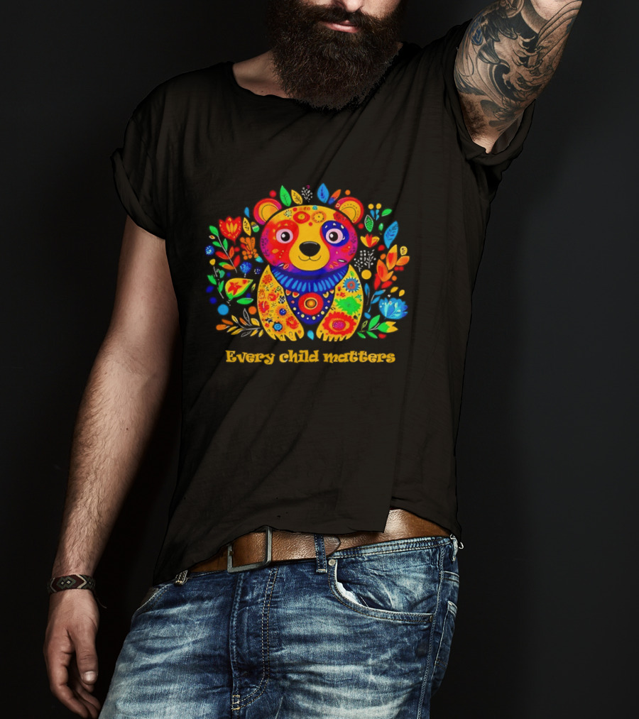 Every Child Matters Colorful Floral Bear T-Shirt