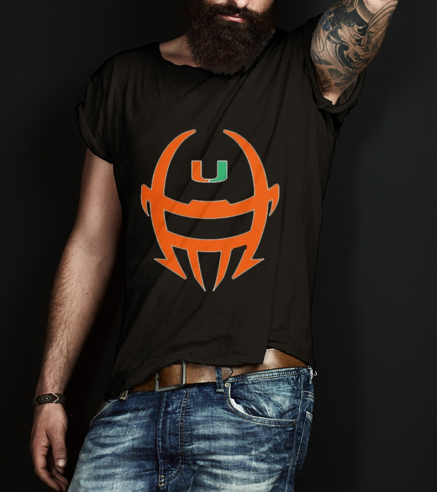 Miami Hurricanes Football Helmet Shape NCAA U T-Shirt
