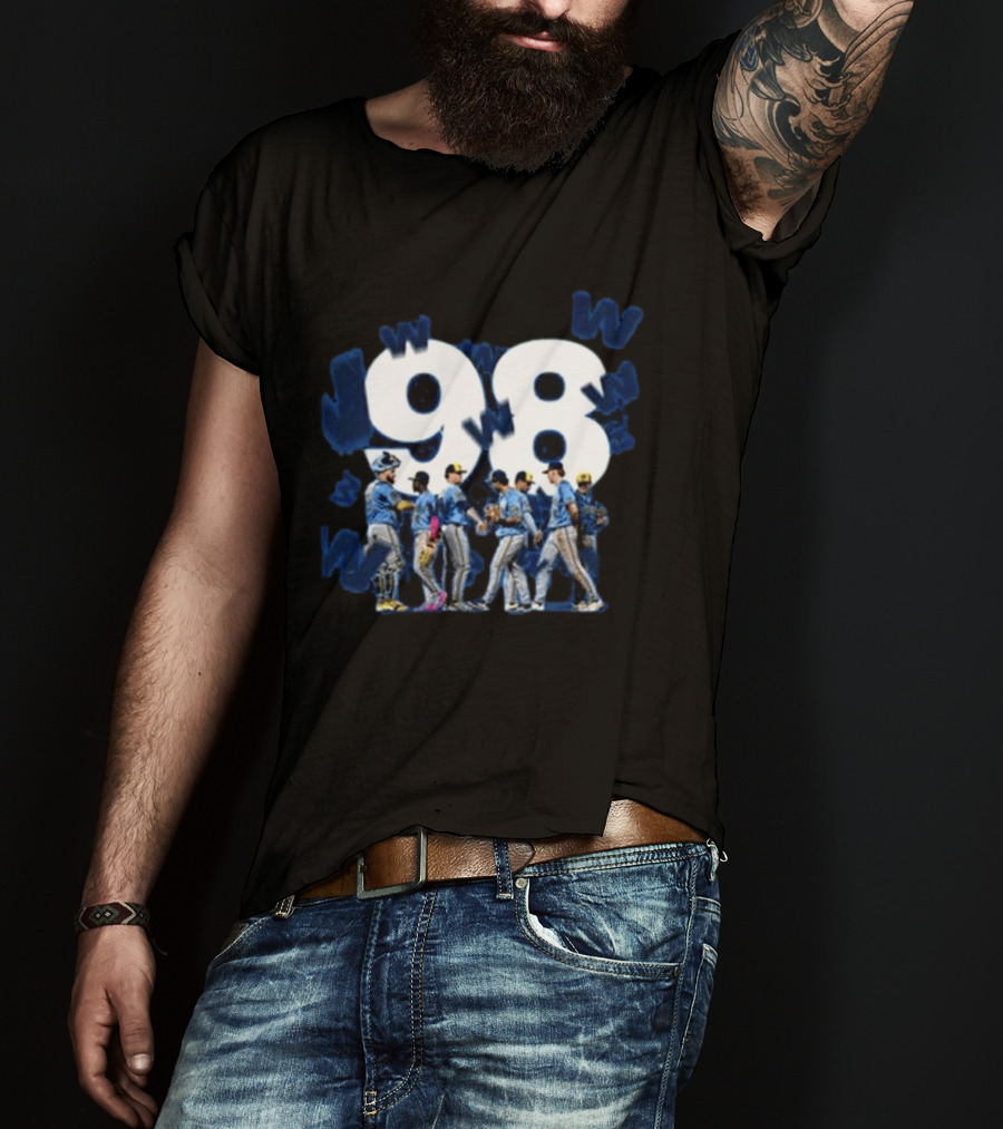 Milwaukee Brewers 98 Wins Franchise Record Baseball Team Celebration Blue T-Shirt