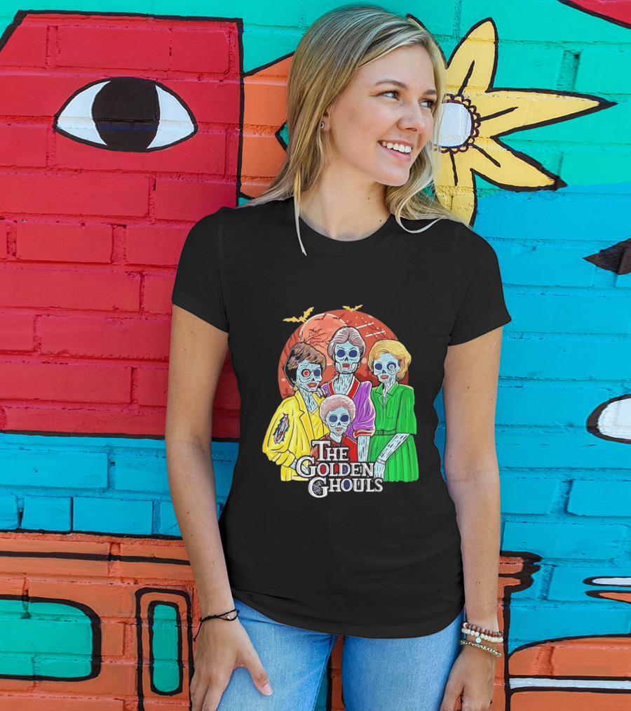 Halloween Zombie The Golden Ghouls Bat Moon T-Shirt