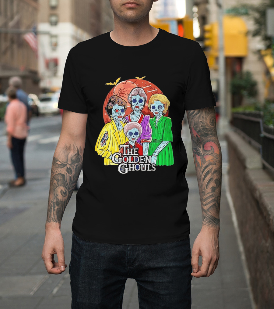 Halloween Zombie The Golden Ghouls Bat Moon T-Shirt