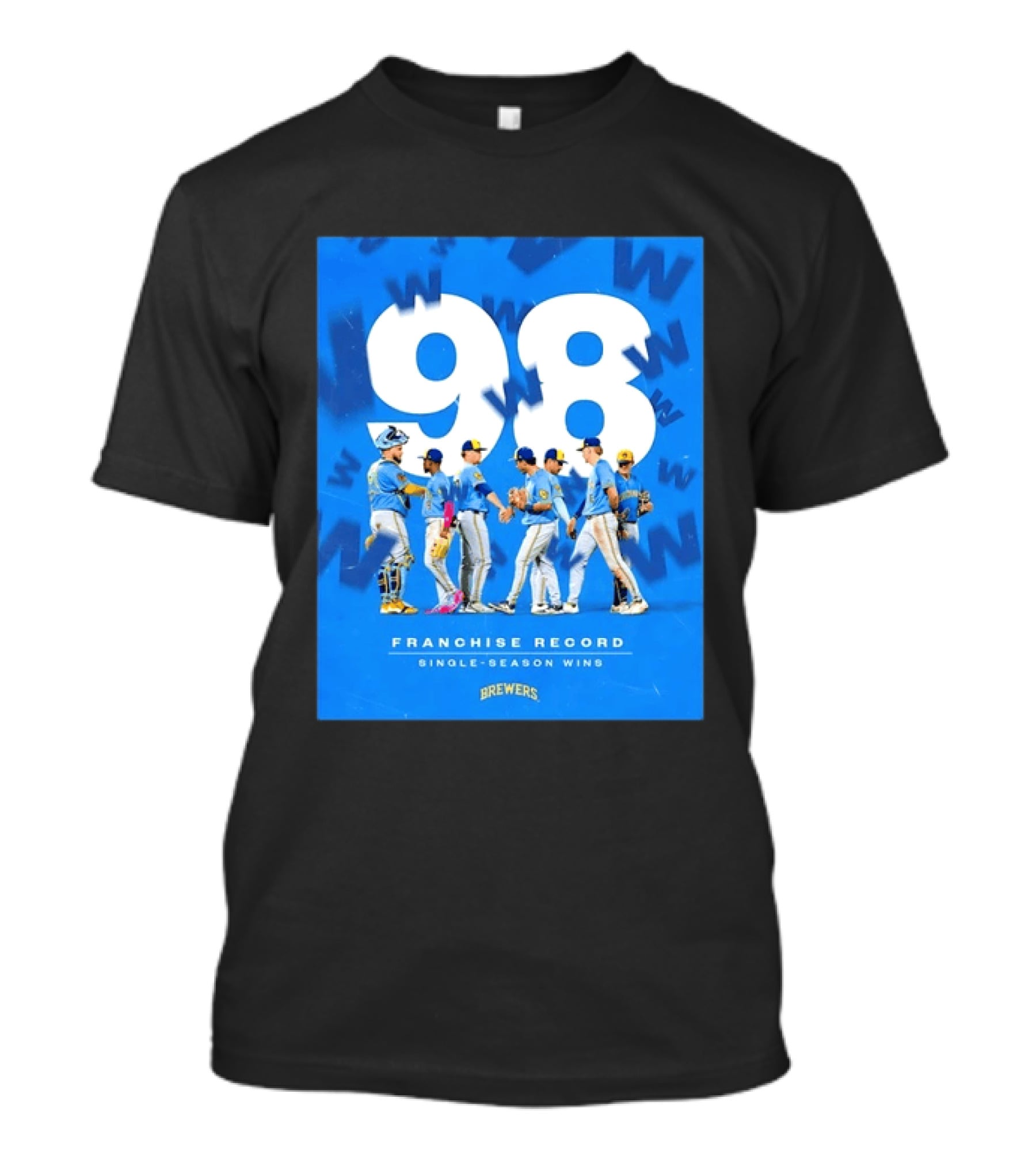 Milwaukee Brewers 98 Franchise Record Single Season Wins Team Celebration T-Shirt