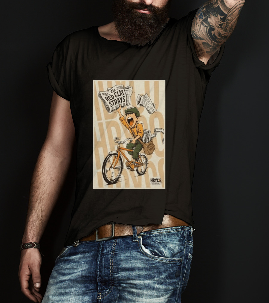 Red Clay Strays Sep 20 2026 San Antonio Frost Bank Center HBYCO Newsboy Bicycle T-Shirt