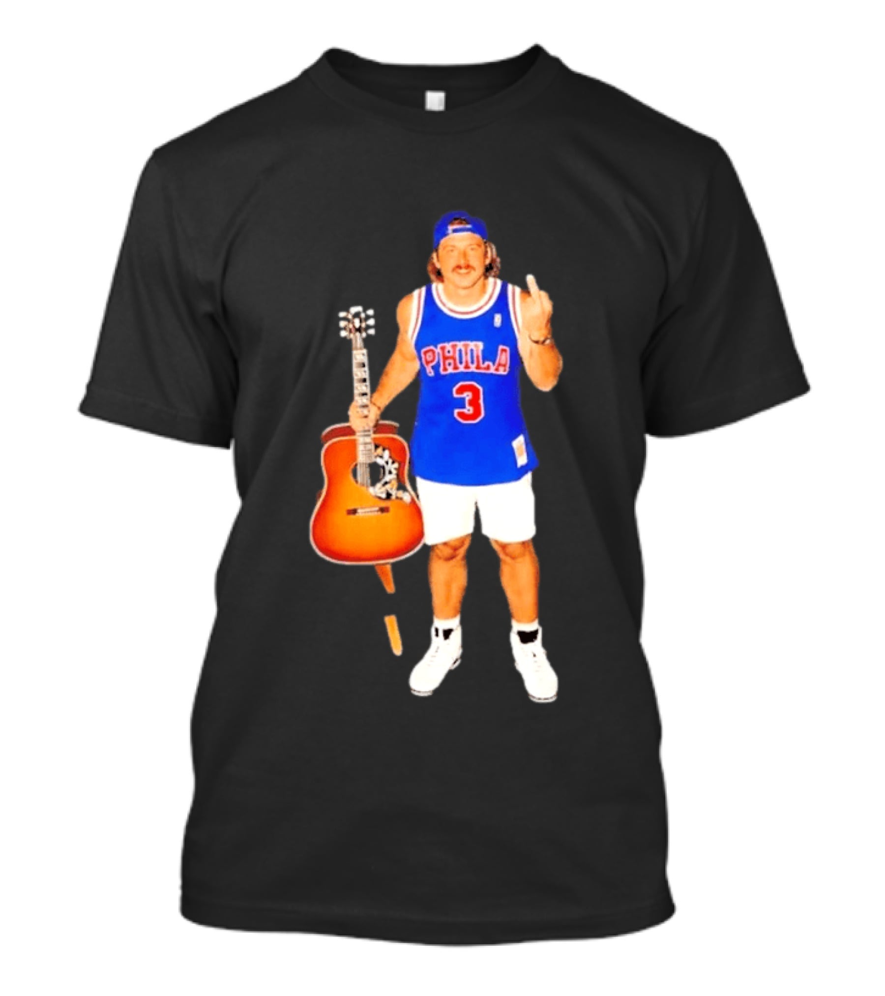 Morgan Wallen Phila 3 Jersey Middle Finger Gesture With Guitar T-Shirt