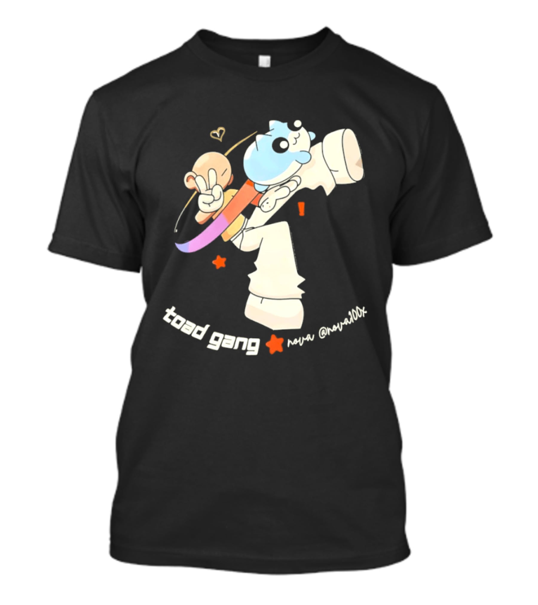 Toad Gang By Nova Nova100x Cartoon Character Peace Sign Colorful T-Shirt
