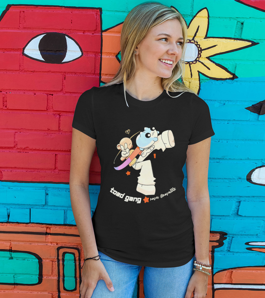 Toad Gang By Nova Nova100x Cartoon Character Peace Sign Colorful T-Shirt
