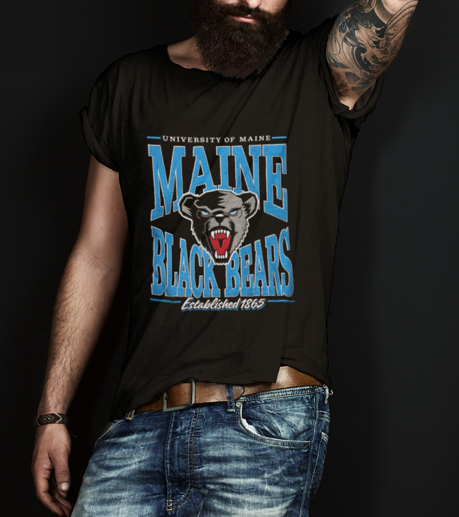 University Of Maine Black Bears Est. 1865 Aggressive Bear Head T-Shirt