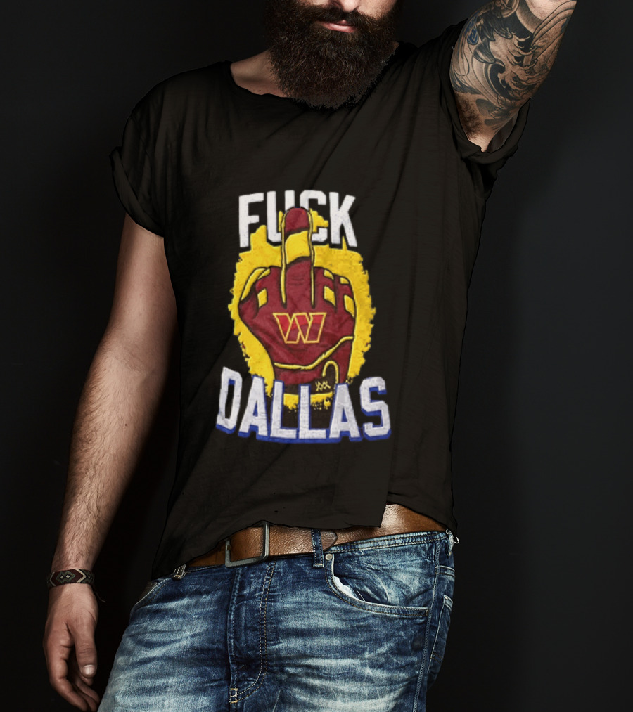 Raise Hail F*** Dallas Middle Finger Glove Red Yellow White Blue T-Shirt