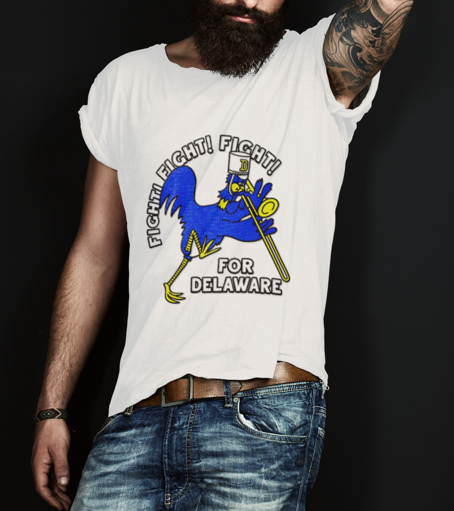 Delaware Blue Hens Fight Fight Fight For Delaware Chicken Trombone T-Shirt