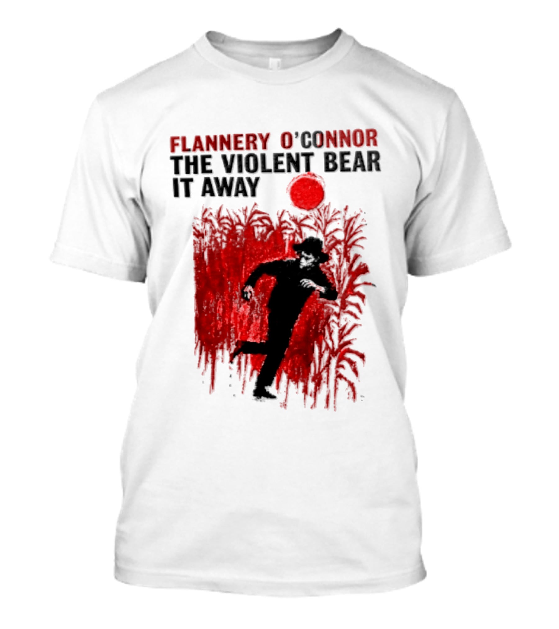 Flannery O'Connor The Violent Bear It Away Red Silhouette In Cornfield T-Shirt
