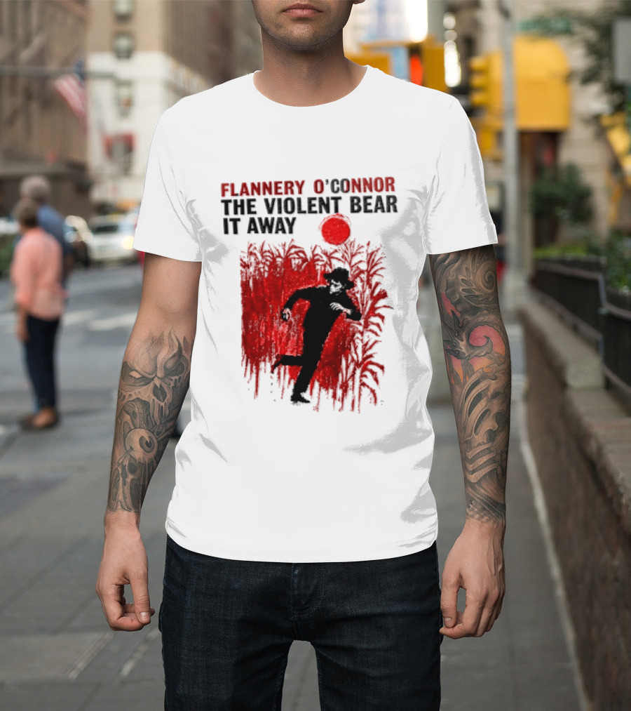 Flannery O'Connor The Violent Bear It Away Red Silhouette In Cornfield T-Shirt