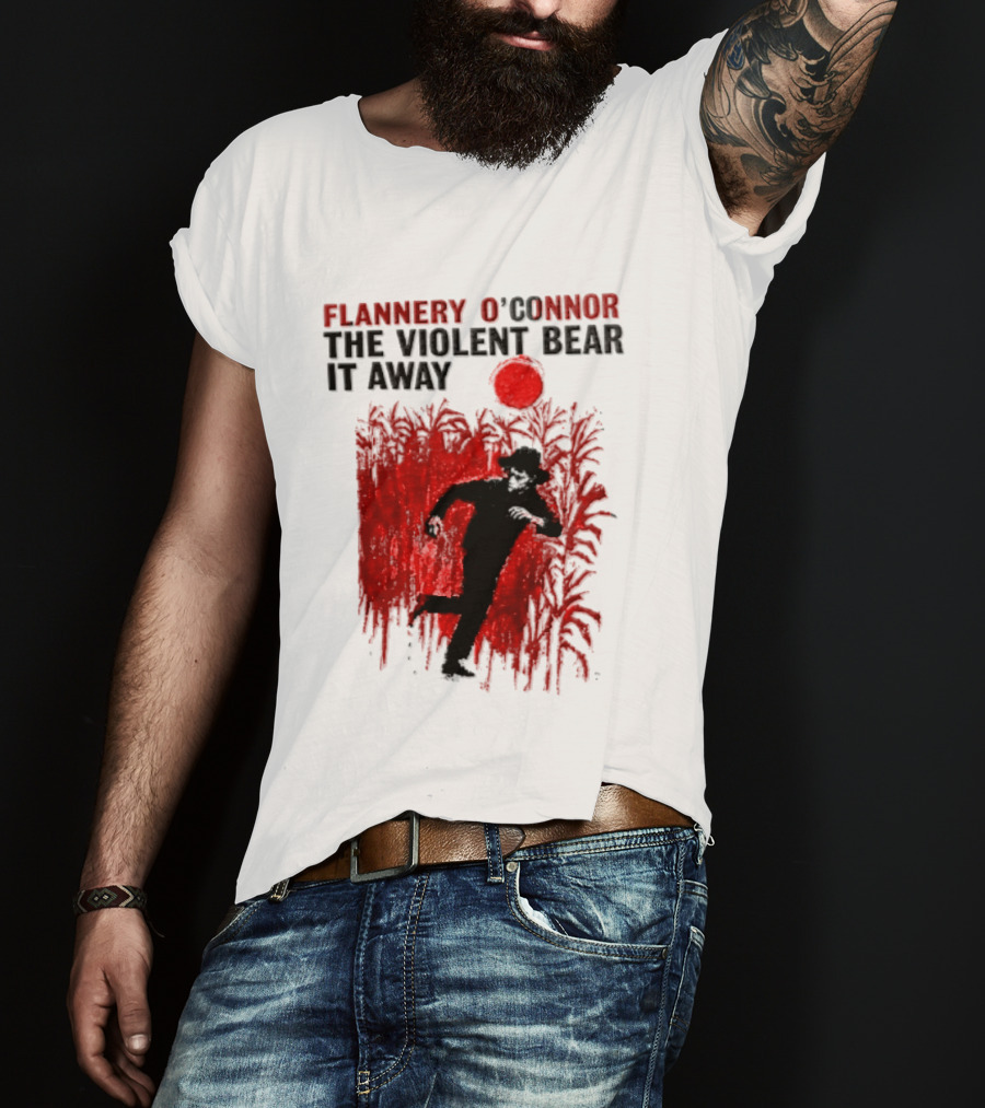 Flannery O'Connor The Violent Bear It Away Red Silhouette In Cornfield T-Shirt
