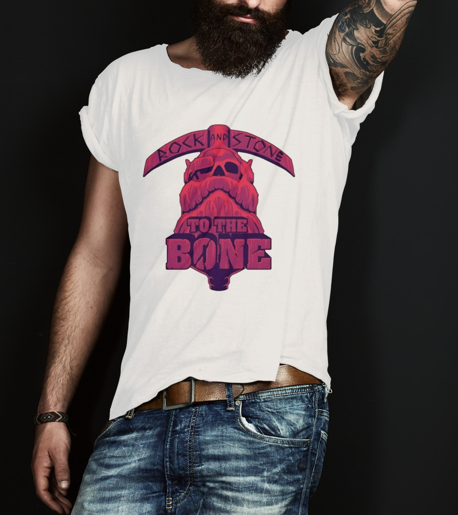 Rock And Stone To The Bone Dwarf Skull Gaming Deep Rock Galactic T-Shirt