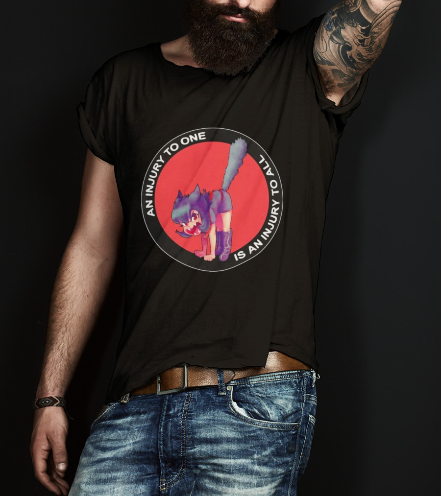 An Injury To One Is An Injury To All Cat Girl Red T-Shirt
