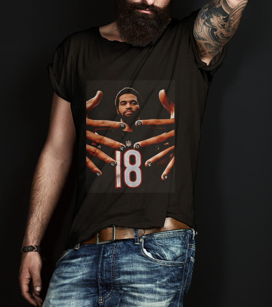 Sure, Here's A Revised Title: Caleb Williams Bear Down Black 18 Football Nails T-Shirt