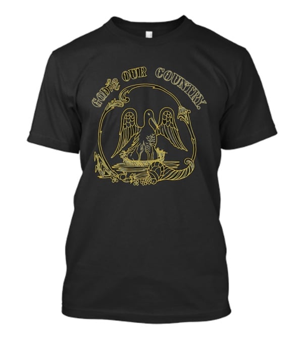 God And Our Country Pelican State Seal Patriotic T-Shirt