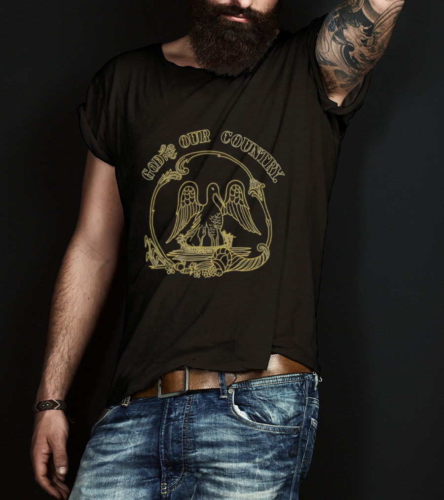 God And Our Country Pelican State Seal Patriotic T-Shirt