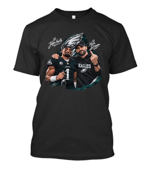 Philadelphia Eagles Jalen Hurts Nick Sirianni Celebratory Moment T-Shirt