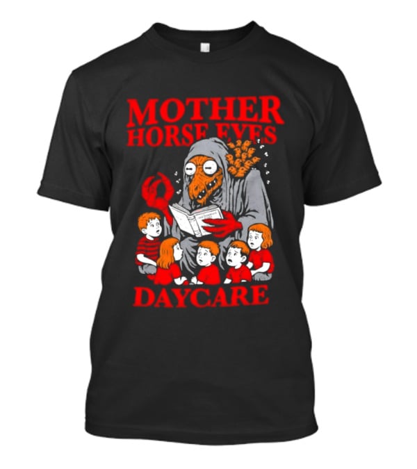 Mother Horse Eyes Daycare Creepy Creature Reading To Children T-Shirt
