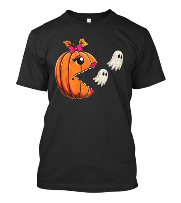 Ms Pac Man Pumpkin Shape Halloween Ghosts T-Shirt
