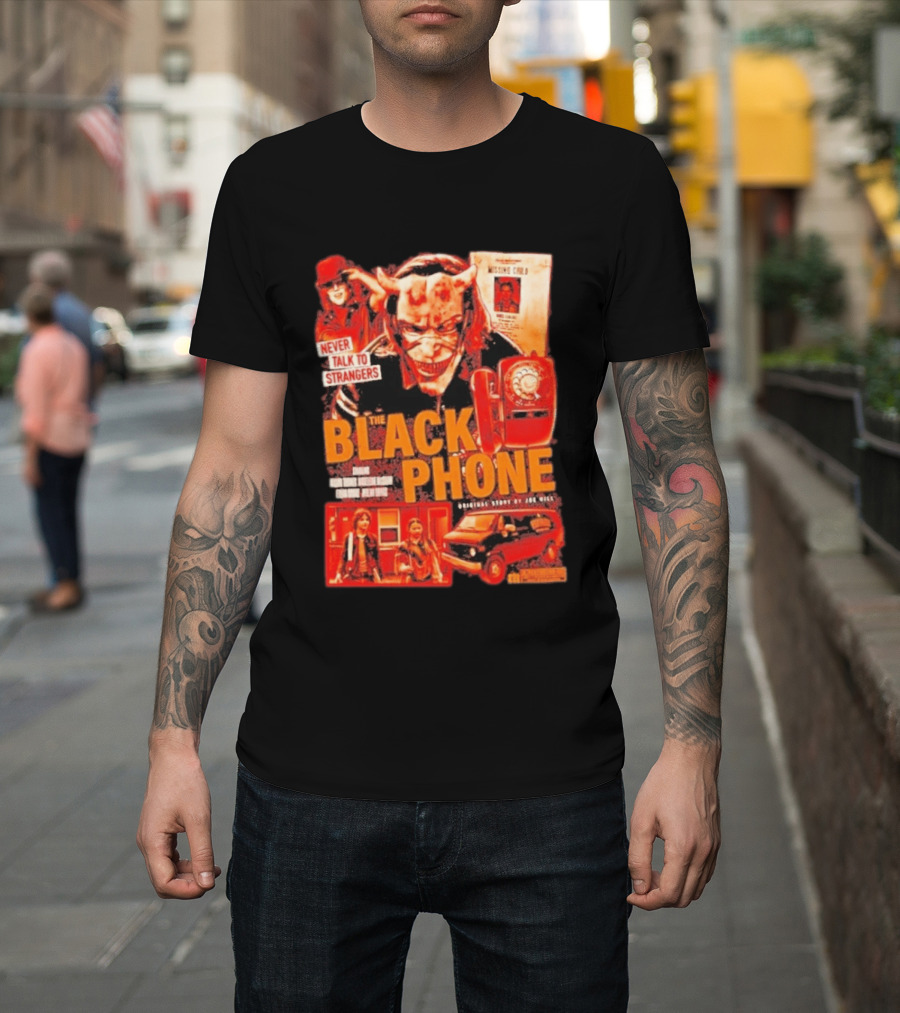 Never Talk To Strangers The Black Phone Original Story By Joe Hill Missing Child Red Phone Horror T-Shirt