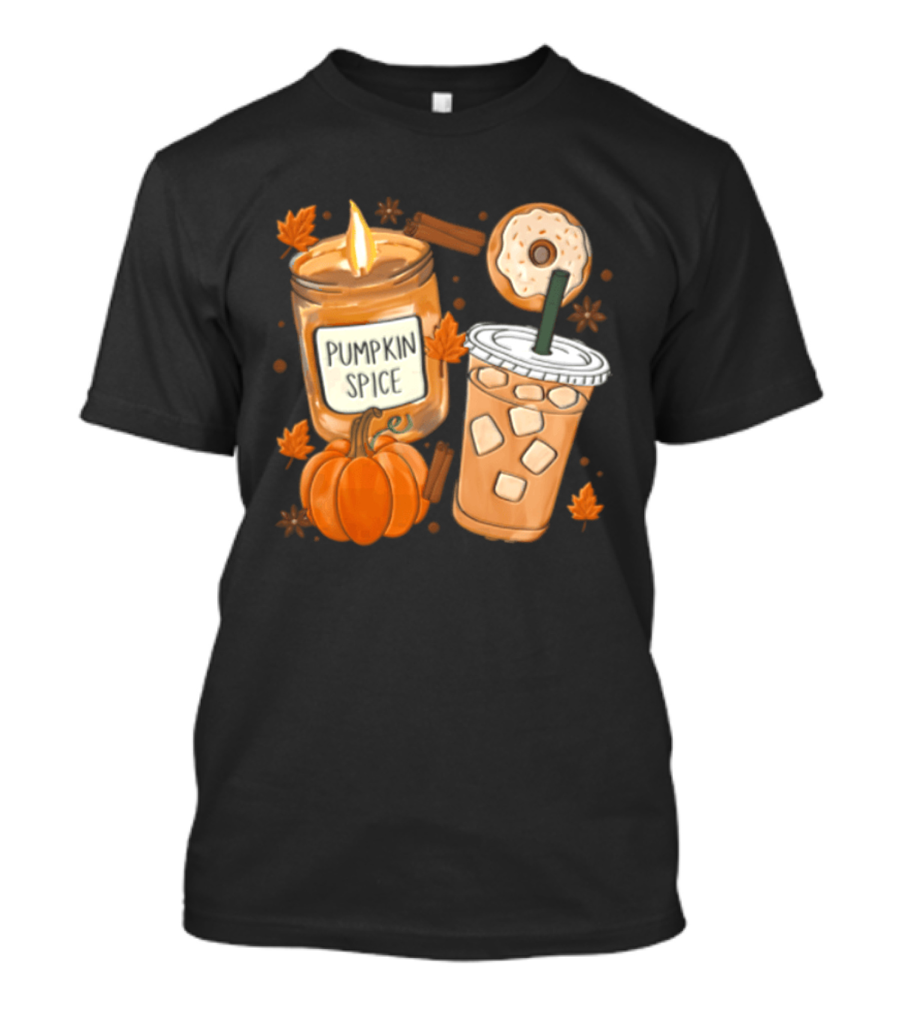 Pumpkin Spice Candle Iced Coffee Donut Autumn Aesthetic T-Shirt