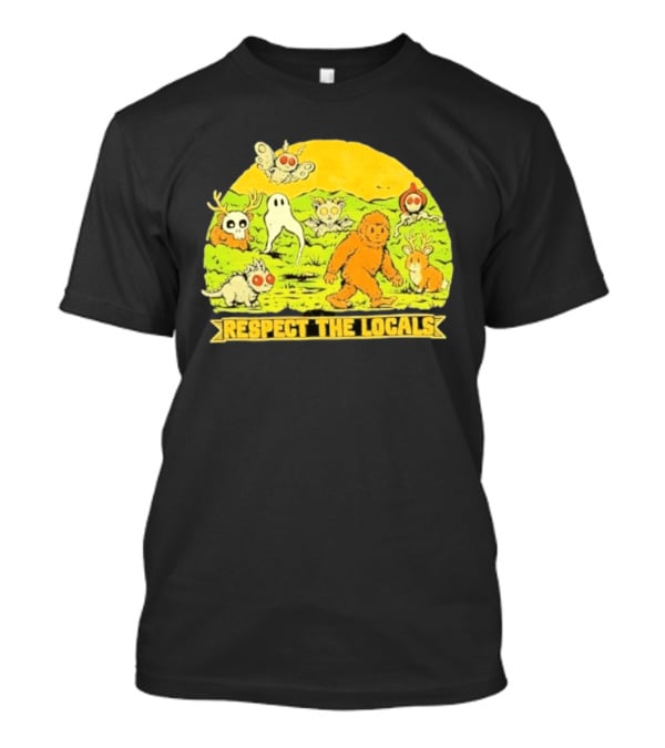 Respect The Locals Halloween Creatures Bigfoot Ghost Owl Mothman Cryptids T-Shirt