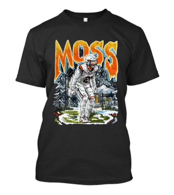 Moss Broncos Country Football Comic Style Winter Sports Scene T-Shirt