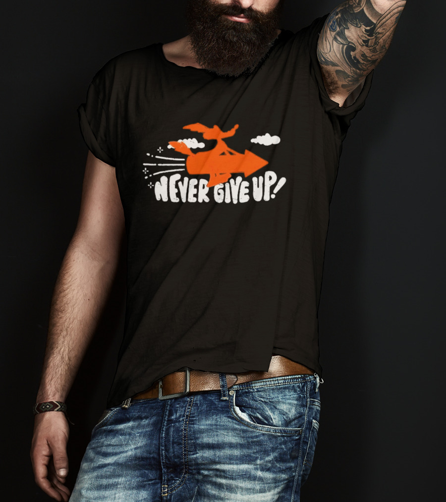 Never Give Up Rocket Distressed Vintage Motivational T-Shirt